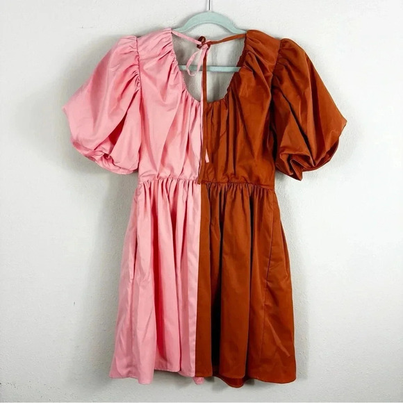 NWT Crosby by Mollie Burch Raines Dress Colorblock Mini Dress Salmon Clay sz xs - Picture 5 of 16